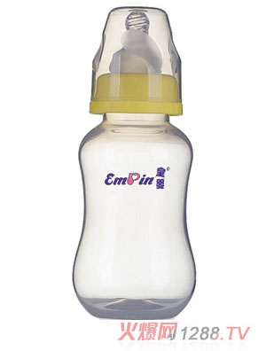 皇婴宽口PP圆弧自动小奶瓶240ml黄色