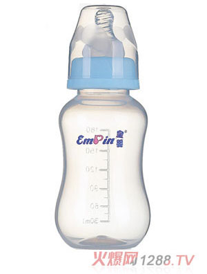 皇婴标口PP圆弧小奶瓶180ml蓝色
