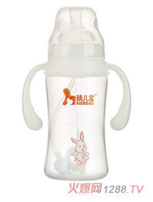 孩儿宝白色宽口圆弧自动PP奶瓶300ml