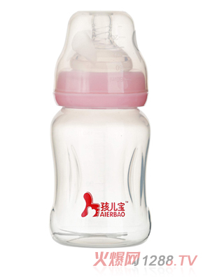 孩儿宝粉色宽口防滑PP奶瓶180ml