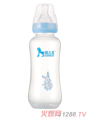孩儿宝蓝色标口圆弧自动PP奶瓶300ml
