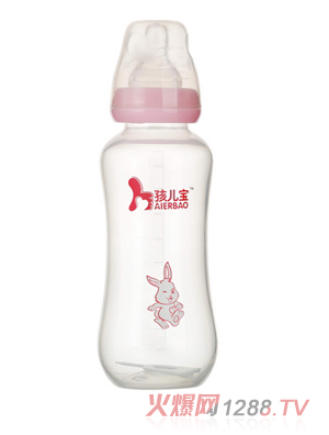孩儿宝粉色标口圆弧自动PP奶瓶300ml