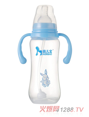 孩儿宝蓝色标口圆弧自动PP奶瓶300ml