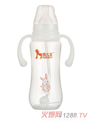 孩儿宝白色标口圆弧自动PP奶瓶300ml