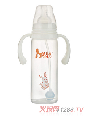 孩儿宝白色标口直身自动PP奶瓶240ml