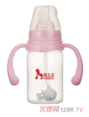 孩儿宝粉色标口直身自动PP奶瓶120ml
