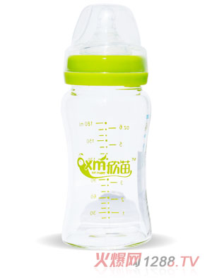 欣苗6安宽口玻璃奶瓶180ml