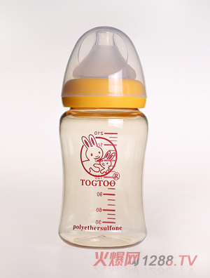 淘气兔ppsu奶瓶210ml黄色