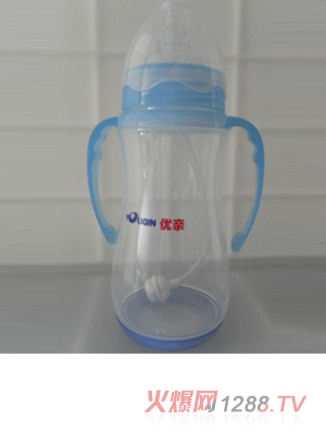 U亲PP蓝色自动婴儿奶瓶350ml