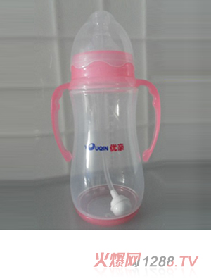 U亲PP红色自动婴儿奶瓶350ml