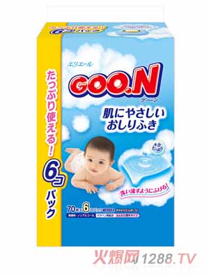 大王大王柔滑波浪型婴儿湿巾70-6P