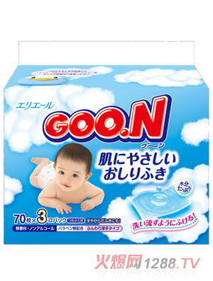 大王柔滑波浪型婴儿湿巾70-3P