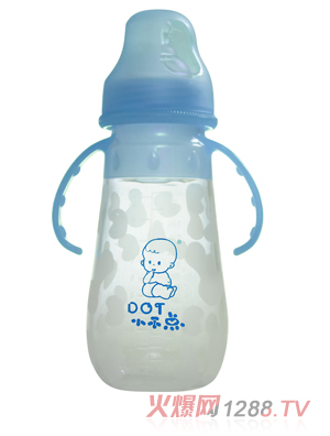 小不点牛妈妈系列宽口奶瓶带手柄硅胶奶瓶