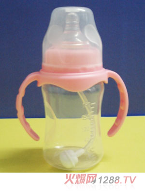 婴儿粉色宽口PP奶瓶