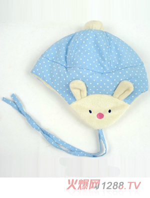 幼之恋护耳顶球幼儿帽红色-火爆孕婴童招商网