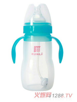 润立蓝色婴儿硅胶奶瓶240ml
