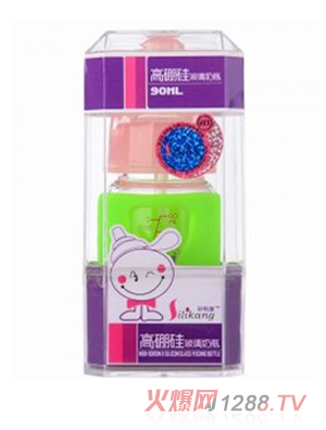 矽利康无手柄标口玻璃奶瓶90ml