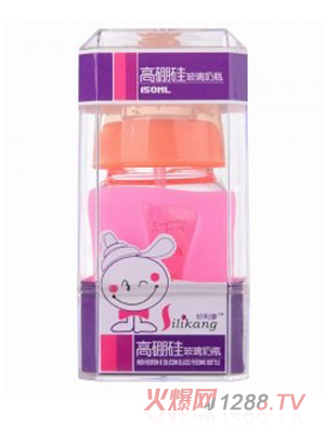 矽利康无手柄宽口玻璃奶瓶150ml