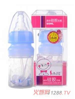 矽利康液体硅胶奶瓶60ml浅蓝色