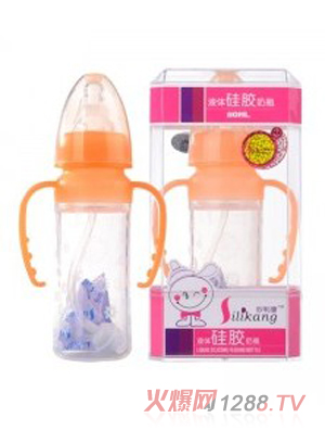 矽利康液体硅胶奶瓶110ml浅粉