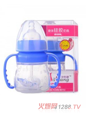 矽利康液体硅胶奶瓶150ml蓝色