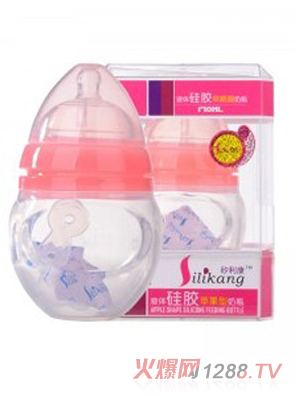 矽利康液体硅胶苹果型奶瓶170ml