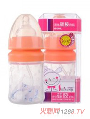 矽利康液体硅胶奶瓶150ml浅粉