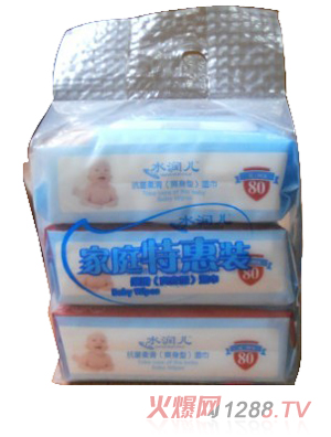 水潤兒抗菌柔滑（爽身型）濕巾帶蓋3連包