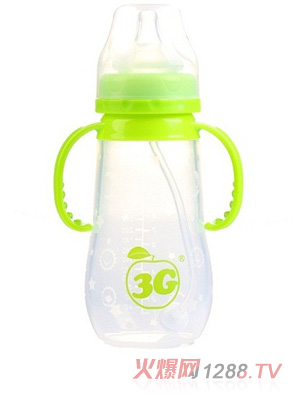 貝之藍3G純硅膠奶瓶300ml綠色單裝