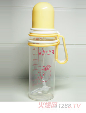 迪加宝贝pp活动柄直身自动大奶瓶250ml