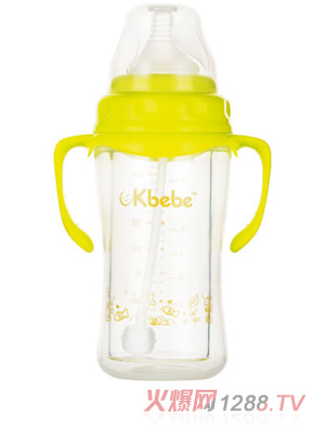 okbebe宽口径双层安全防摔玻璃奶瓶A-1078