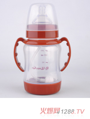 U亲A337宽口双层玻璃奶瓶140ml
