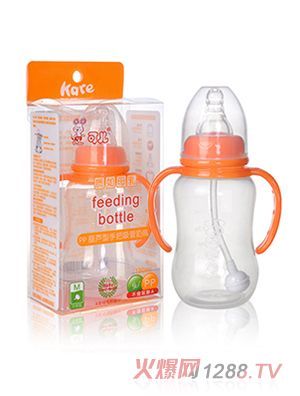 可儿KR-1029标口手把吸管PP奶瓶（葫芦型180ml