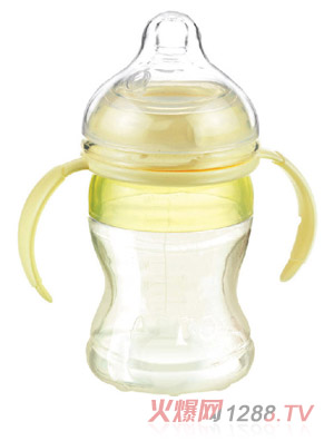 爱乐宝仿母乳硅胶奶瓶180ml黄色