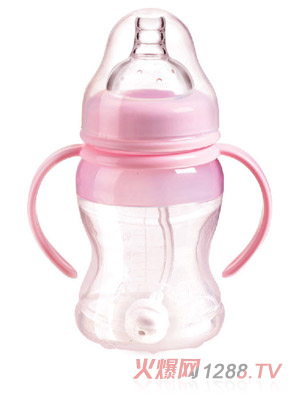爱乐宝硅胶自动奶瓶180ml粉色