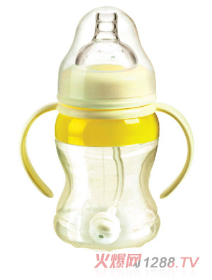 爱乐宝硅胶自动奶瓶180ml黄色