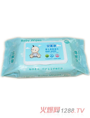 贝美亲带盖婴儿湿巾80片