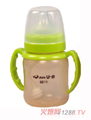 U亲A368宽口带柄自动奶瓶180ml
