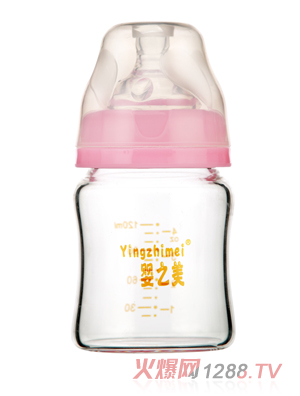 婴之美宽口晶钻玻璃奶瓶120ML