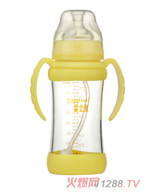 嬰之美寬口雙耳自動(dòng)高硼硅玻璃奶瓶240ML
