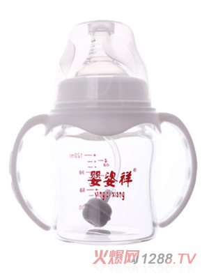 嬰姿祥4安寬口防摔晶鉆玻璃雙耳自動奶瓶120ml