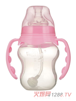 婴之美宽口双耳自动葫芦PP奶瓶210ML粉色