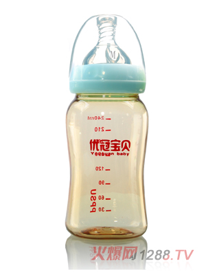 优冠宝贝PPSU奶瓶240ml蓝色