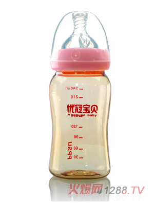 优冠宝贝PPSU奶瓶240ml红色