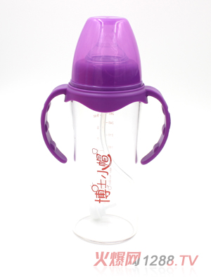 博士小帽玻璃有柄自然亲子宽口径自动奶瓶280ml紫色