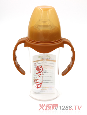 博士小帽玻璃有柄自然亲子宽口径自动奶瓶200ml橙色