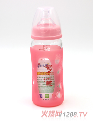 博士小帽玻璃自然亲子防摔保温宽口径奶瓶280ml粉色