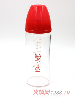 博士小帽玻璃自然亲子宽口径奶瓶280ml红色