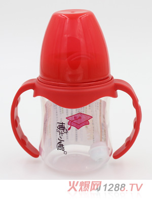 博士小帽PP有柄自然亲子宽口自动奶瓶120ml红色