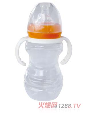 培贝宽口径葫芦带柄PP奶瓶350ml